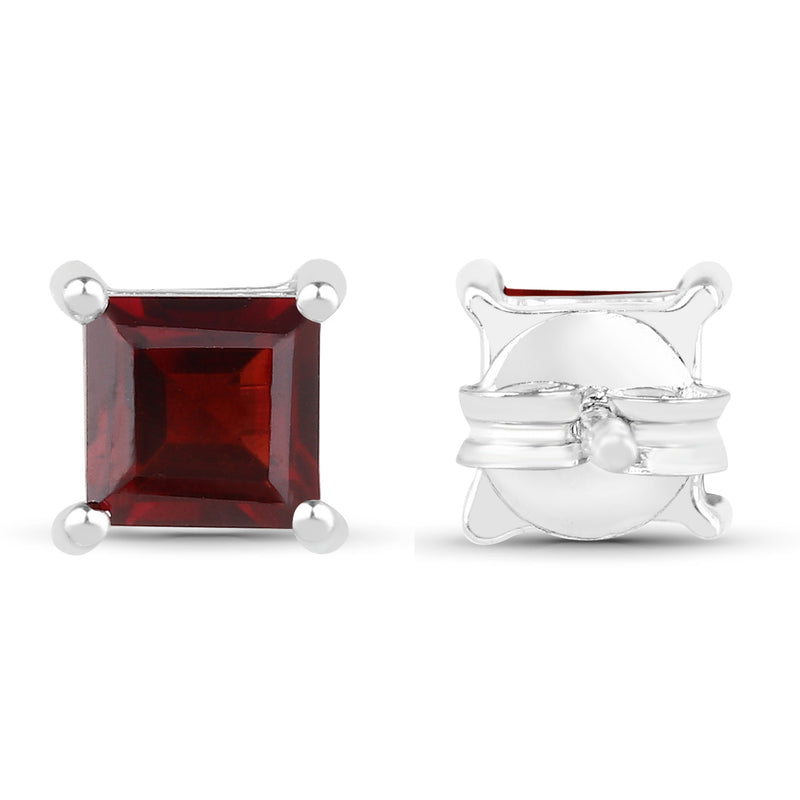 1.66 Carat Genuine Garnet .925 Sterling Silver Earrings