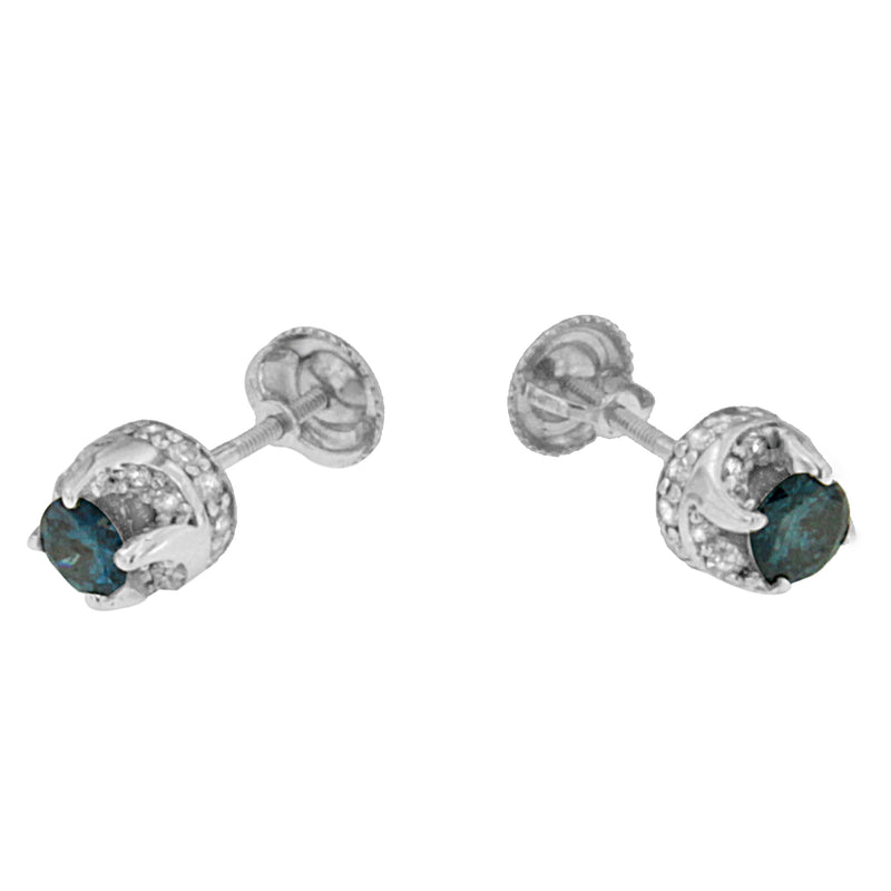 14K White Gold 1ct TDW Diamond Stud Earrings (I-JI1-I2)