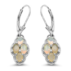 1.08 Carat Genuine Opal .925 Sterling Silver Earrings