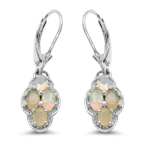 1.08 Carat Genuine Opal .925 Sterling Silver Earrings