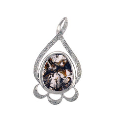 Diamond 18k Solid Gold Slice Diamond Designer Pendant Fine Jewelry