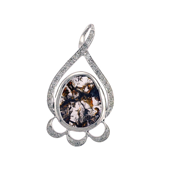 Diamond 18k Solid Gold Slice Diamond Designer Pendant Fine Jewelry