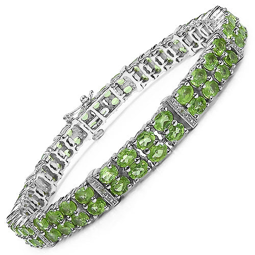 15.25 Carat Genuine Peridot .925 Sterling Silver Bracelet