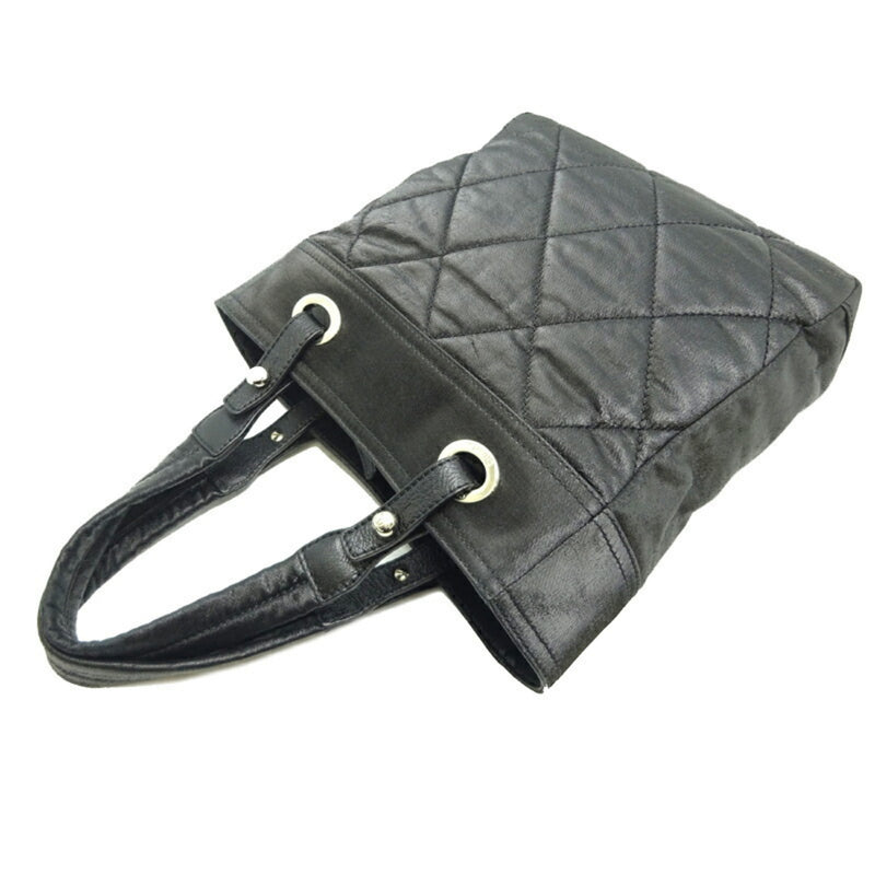 Chanel Paris Biarritz Tote PM Womens Handbag A34208 Coated Canvas Black