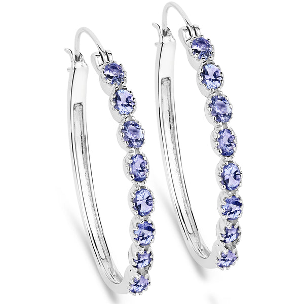 2.72 Carat Genuine Tanzanite .925 Sterling Silver Earrings