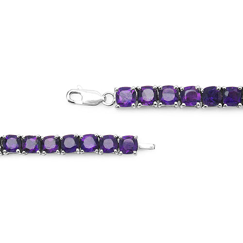 18.15 Carat Genuine Amethyst .925 Sterling Silver Bracelet