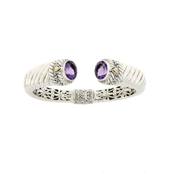 Amethyst Bangle Bracelet Sterling Silver 18KT Gold