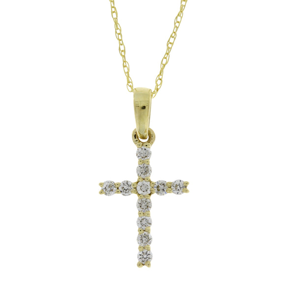 .15ct Diamond Cross Religious Pendant 14KT Yellow Gold