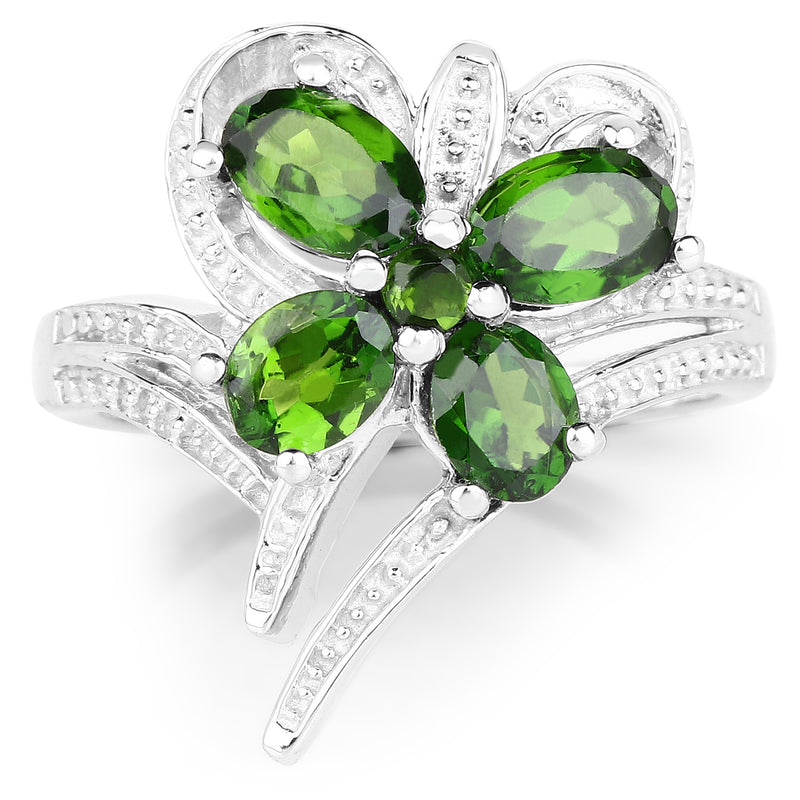 1.64 Carat Genuine Chrome Diopside .925 Sterling Silver Ring