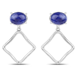 1.89 Carat Genuine Blue Aventurine .925 Sterling Silver Earrings