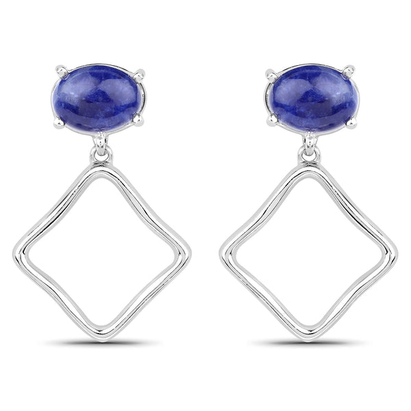 1.89 Carat Genuine Blue Aventurine .925 Sterling Silver Earrings