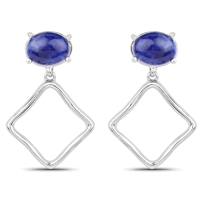 1.89 Carat Genuine Blue Aventurine .925 Sterling Silver Earrings