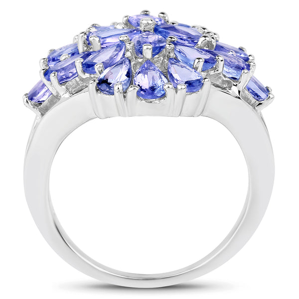 4.20 Carat Genuine Tanzanite .925 Sterling Silver Ring