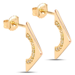 18K Yellow Gold Plated 0.18 Carat Genuine Yellow Diamond .925 Sterling Silver Earrings