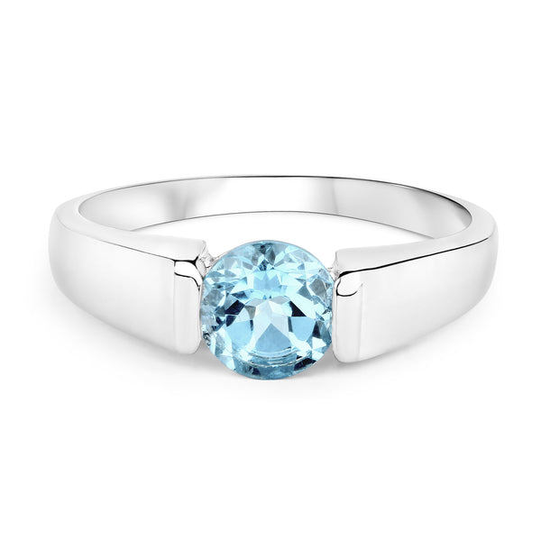 1.05 Carat Genuine Blue Topaz .925 Sterling Silver Ring