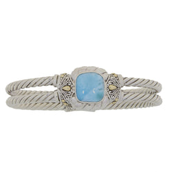 Larimar Bangle Bracelet Sterling Silver 18KT Gold