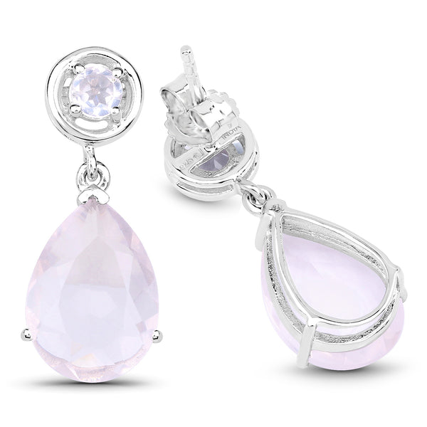 6.80 Carat Genuine Rose Quartz .925 Sterling Silver Earrings