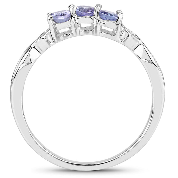 0.51 Carat Genuine Tanzanite .925 Sterling Silver Ring