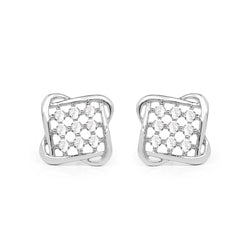 0.24 Carat Genuine White Diamond 14K White Gold Earrings (E-F Color, SI Clarity)