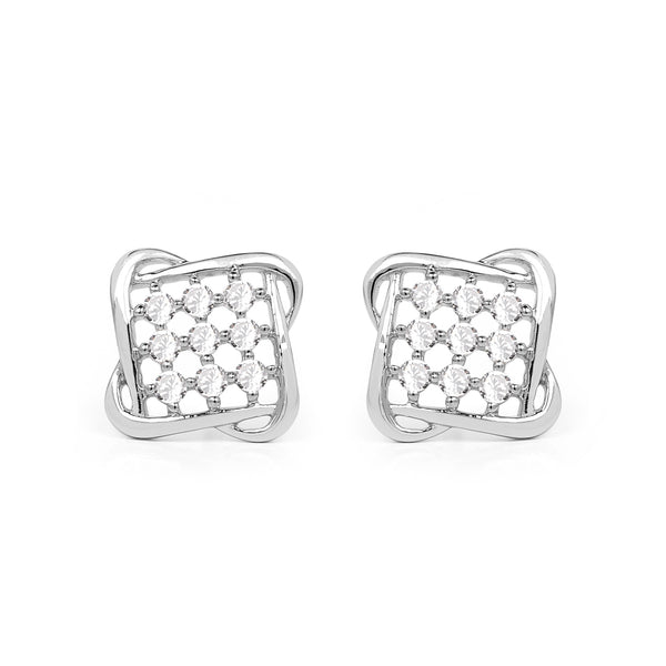 0.24 Carat Genuine White Diamond 14K White Gold Earrings (E-F Color, SI Clarity)