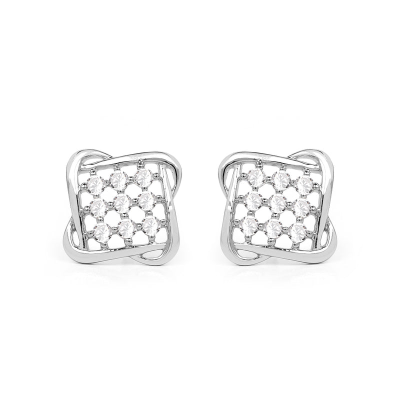 0.24 Carat Genuine White Diamond 14K White Gold Earrings (E-F Color, SI Clarity)