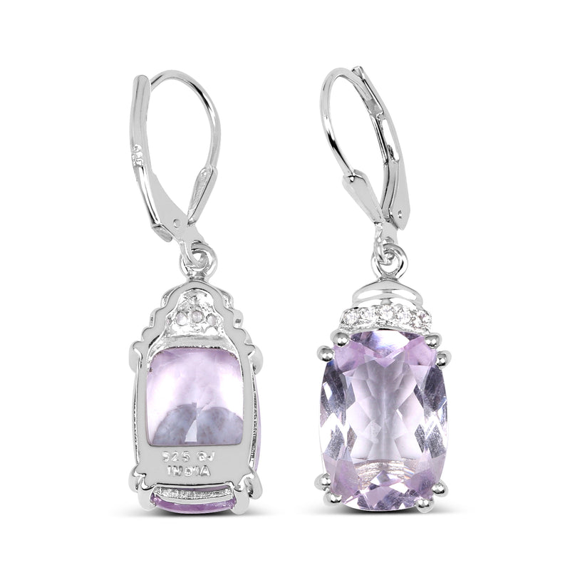 13.15 Carat Genuine Pink Amethyst & White Topaz .925 Sterling Silver Earrings