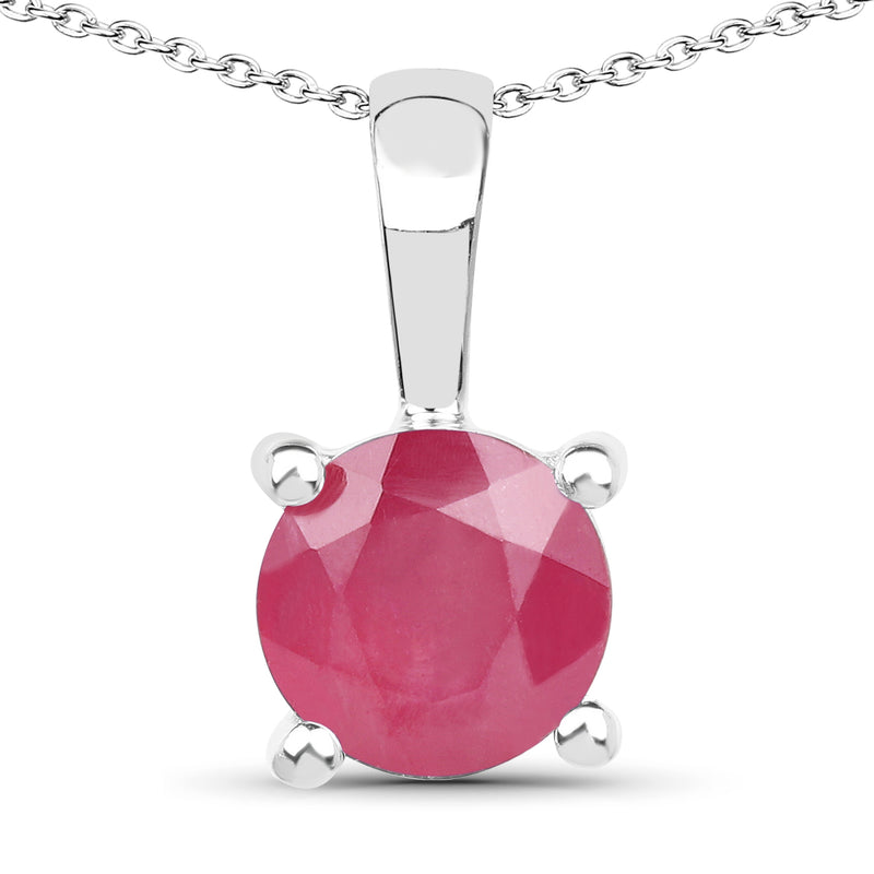 2.75 Carat Genuine Emerald, Glass Filled Ruby & Glass Filled Sapphire .925 Sterling Silver Pendant