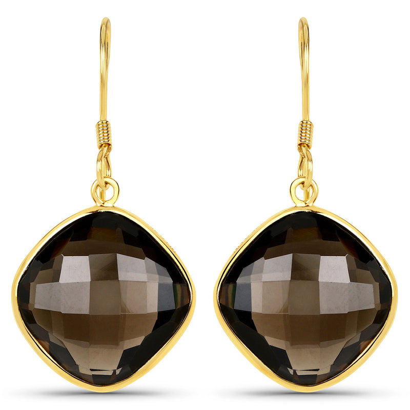 22.80 Carat Genuine Smoky Quartz .925 Sterling Silver Earrings