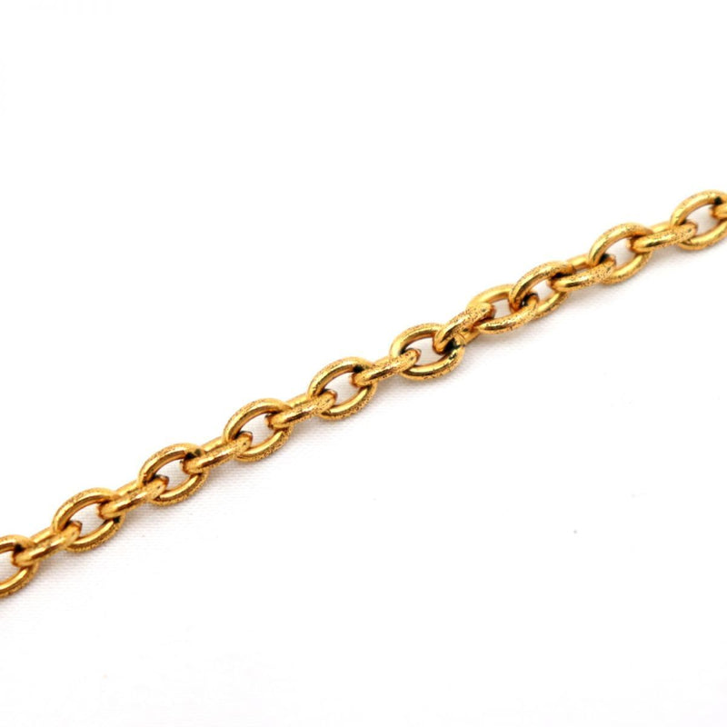 Chanel Round Coco Mark Pendant Chain Necklace Womens Gold