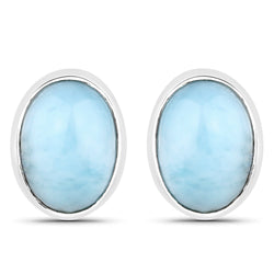 2.00 Carat Genuine Larimar .925 Sterling Silver Earrings