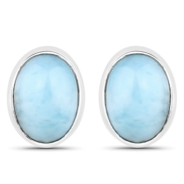 2.00 Carat Genuine Larimar .925 Sterling Silver Earrings