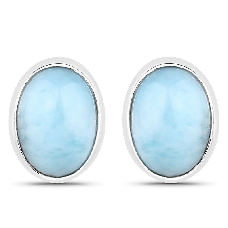 2.00 Carat Genuine Larimar .925 Sterling Silver Earrings