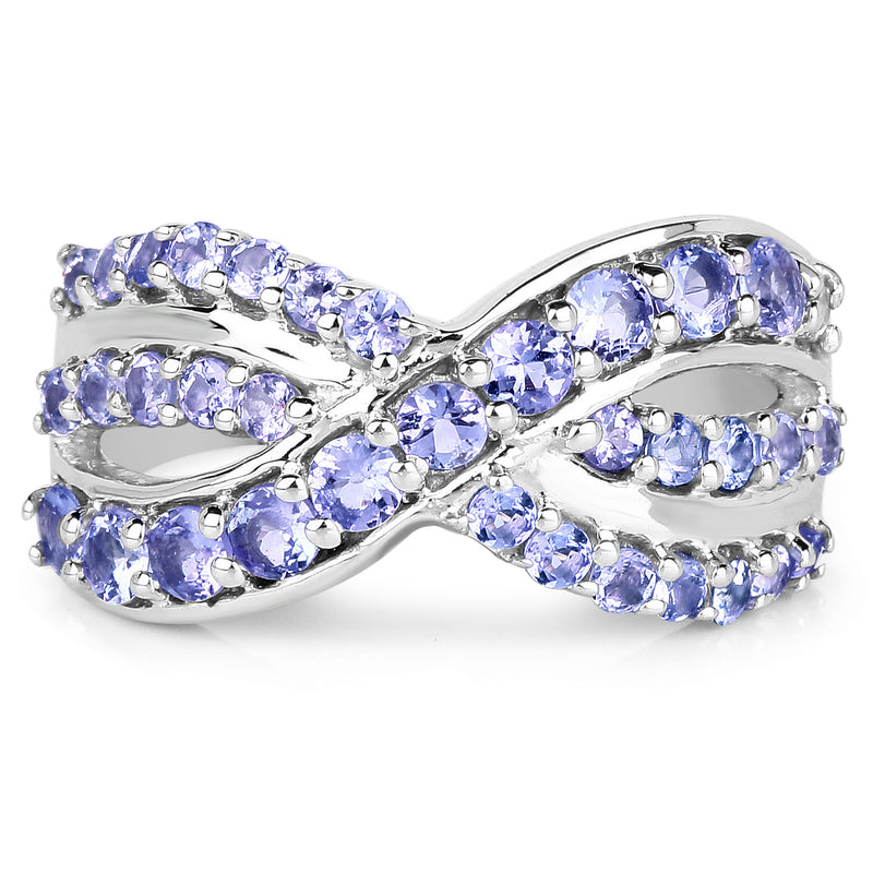 1.49 Carat Genuine Tanzanite .925 Sterling Silver Ring