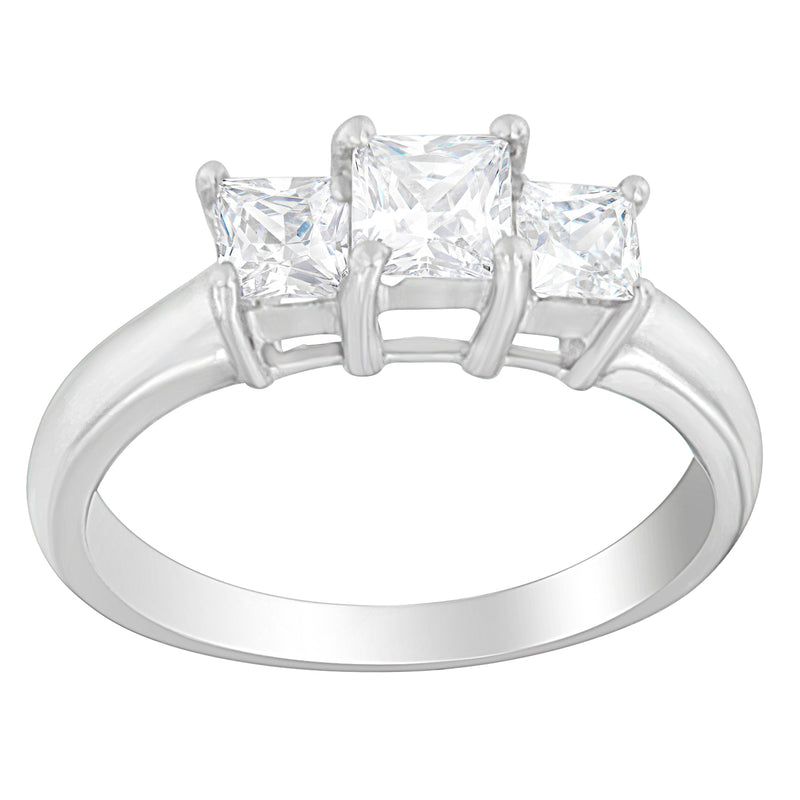 14K White Gold 1ct TDW Princess cut Diamond Ring (G-H SI1-SI2)