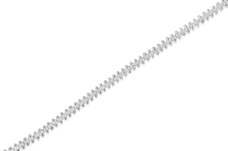 18K White Gold Round Cut Pave Diamond Tennis Bracelet (2.00 cttw, H-I Color, SI2-I1 Clarity)