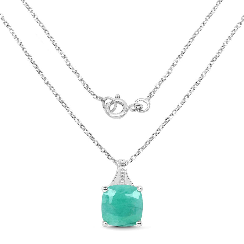 2.20 Carat Genuine Emerald Sterling Silver Pendant