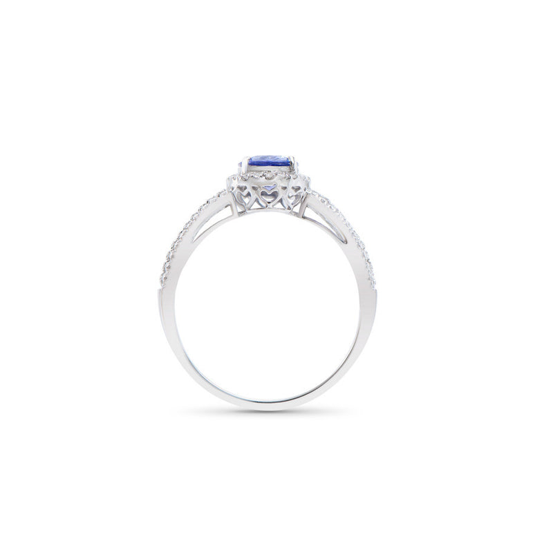 1.33 CTS CERTIFIED DIAMONDS & TANZANITE 14K WHITE GOLD DESIGNER RING SIZE 7.5