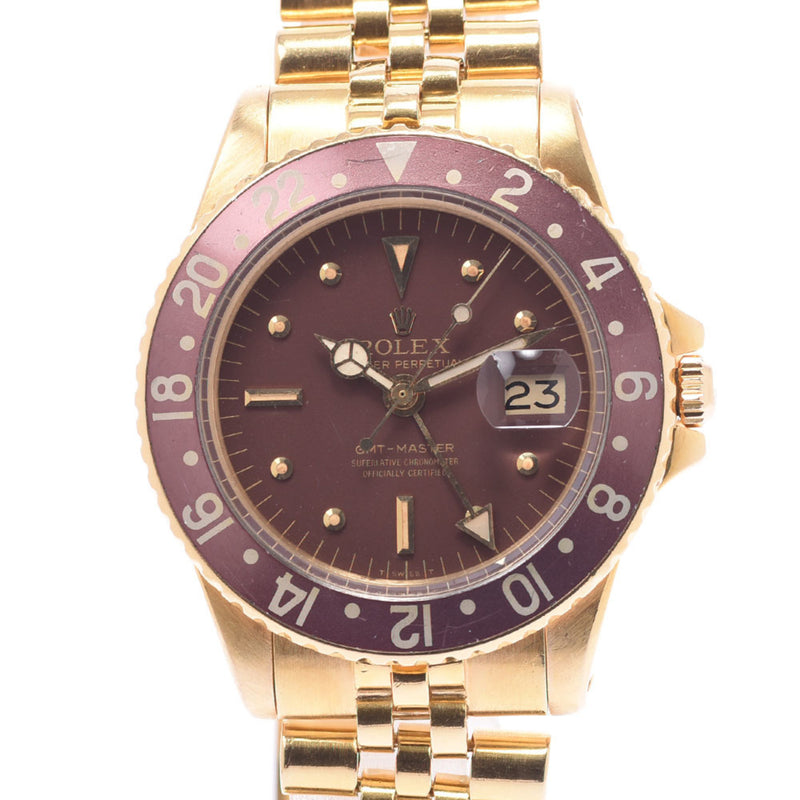ROLEX GMT Master 1675/8 Men's YG Watch Automatic Brown Dial