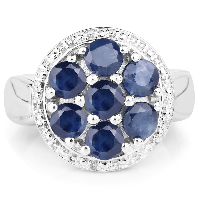 2.10 Carat Genuine Blue Sapphire .925 Sterling Silver Ring