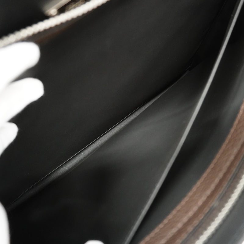 Auth Fendi 2WAY bag Peek-a-boo leather brown silver metal
