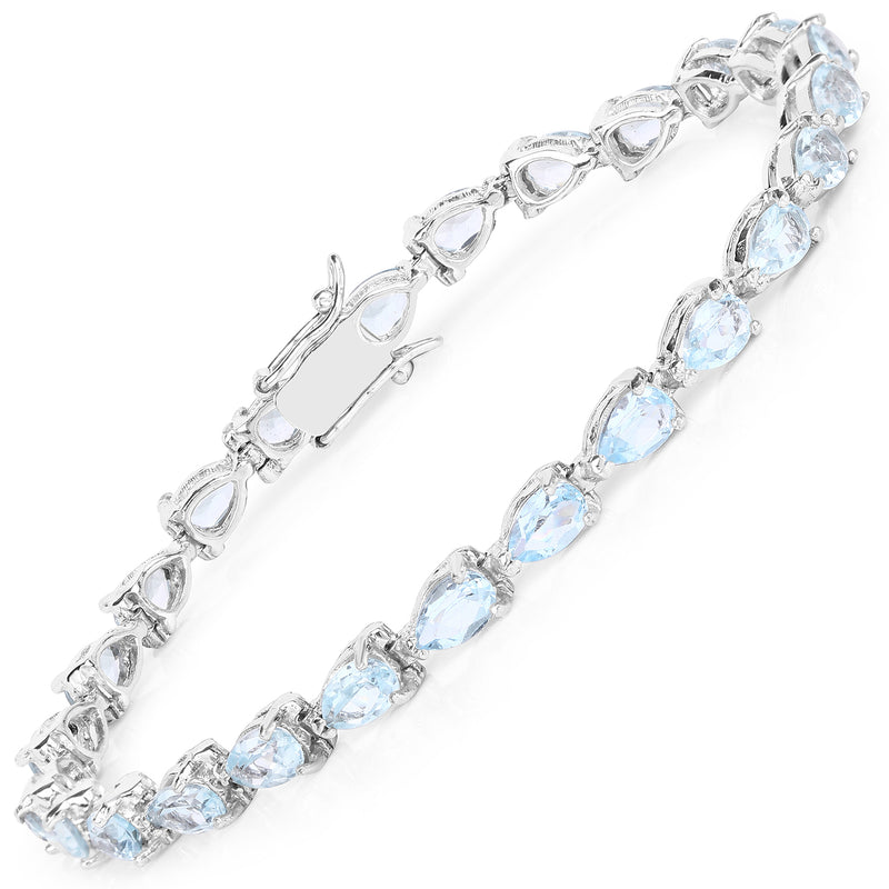 13.20 Carat Genuine Blue Topaz .925 Sterling Silver Bracelet