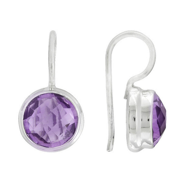 925 Sterling Silver Women Stud Earring Brazilian Amethyst