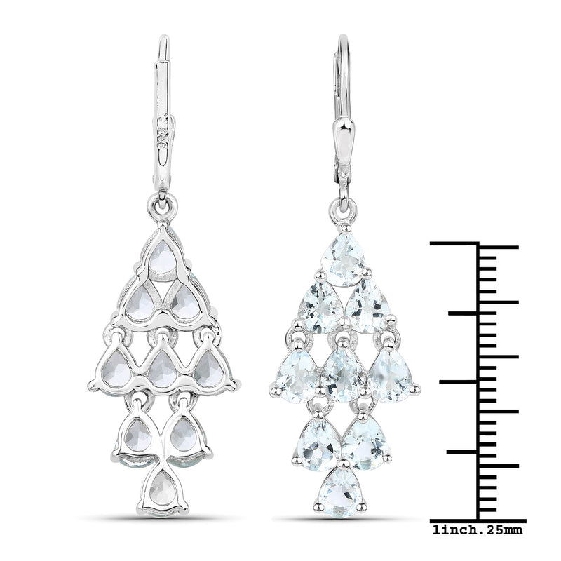 3.96 Carat Genuine Aquamarine .925 Sterling Silver Earrings