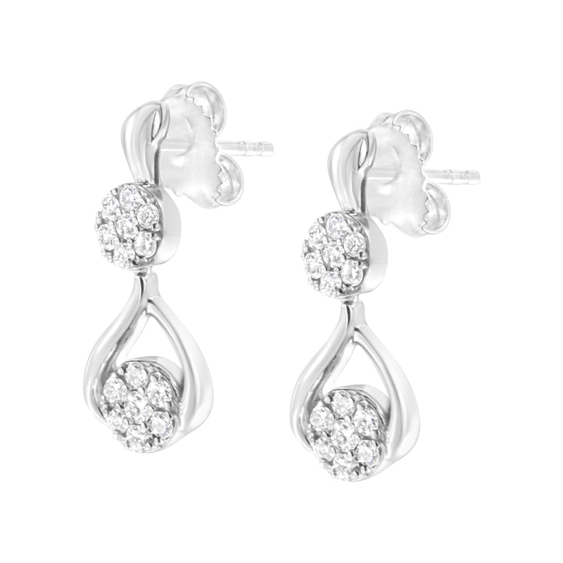 10K White Gold Plated Sterling Silver 1/2 cttw Lab Grown Diamond Dangle Earring (F-G Color, VS2-SI1 Clarity)