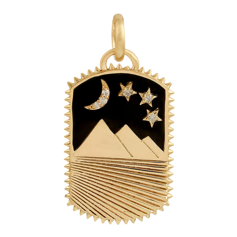 Natural Diamond Pendant 14k Yellow Gold Diamond Jewelry
