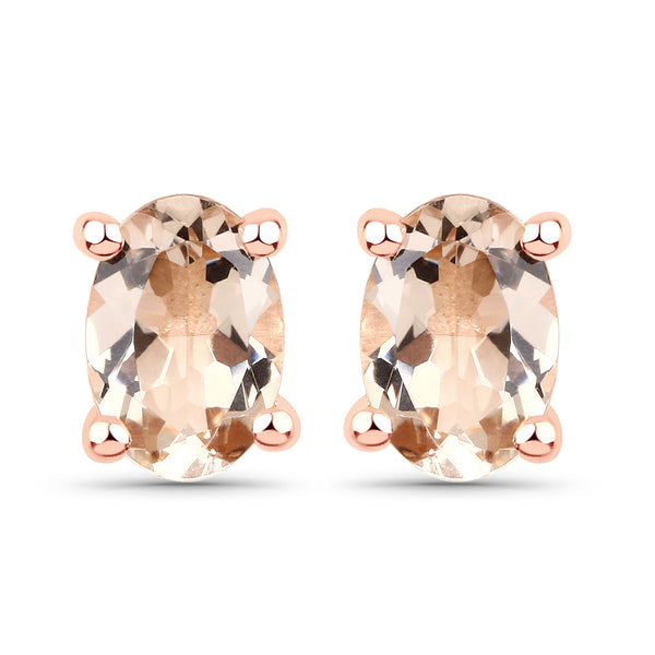 0.90 Carat Genuine Morganite .925 Sterling Silver Earrings