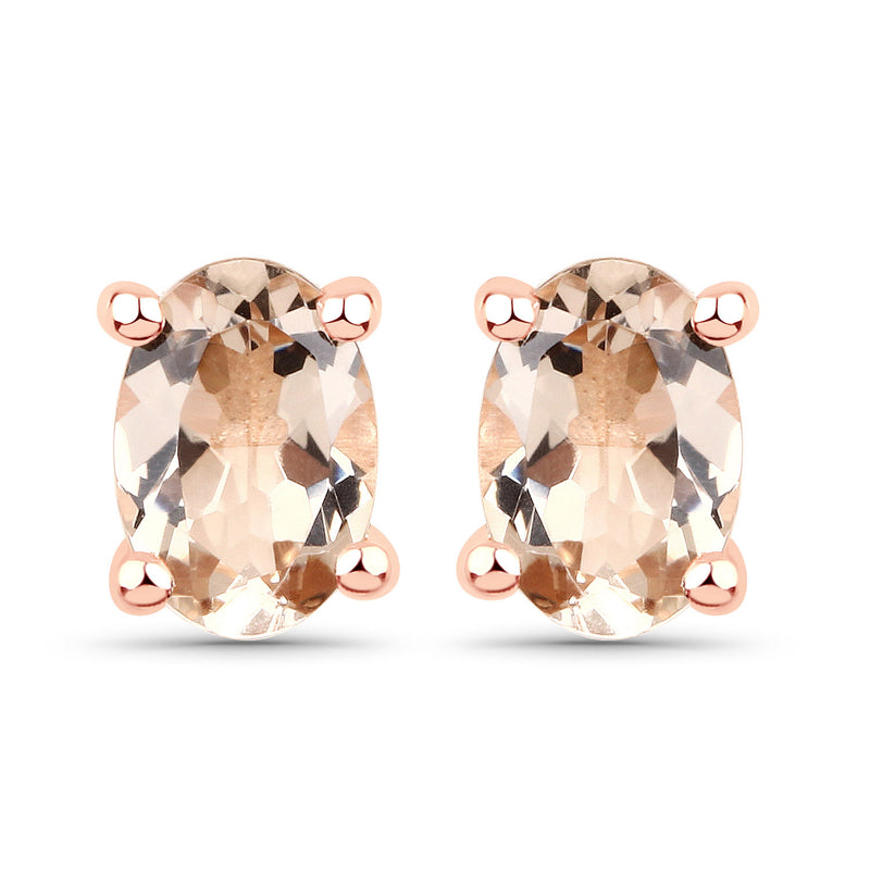 0.90 Carat Genuine Morganite .925 Sterling Silver Earrings