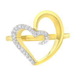 10KT Yellow Gold 1/10 cttw Diamond Heart Shape Ring (K-L, I1-I2) - Size 7