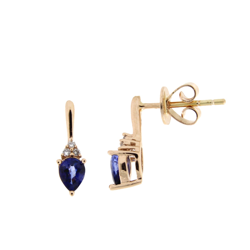 Natural .63ct Sapphire Diamond Earrings 14KT Rose Gold