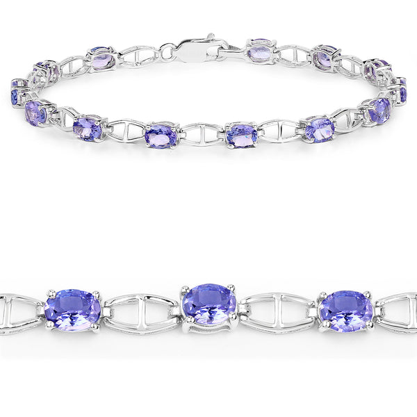 4.29 Carat Genuine Tanzanite .925 Sterling Silver Bracelet